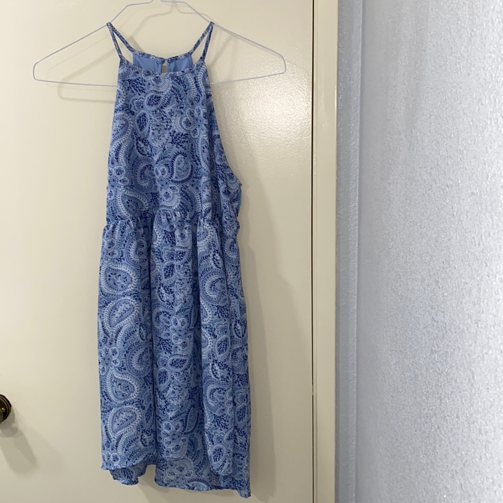 Lilac Paisley Halter Dress with Pockets